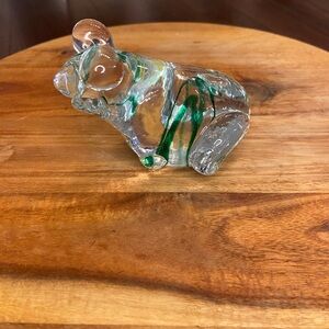 Enesco Glass Art Frog with Green Swirls